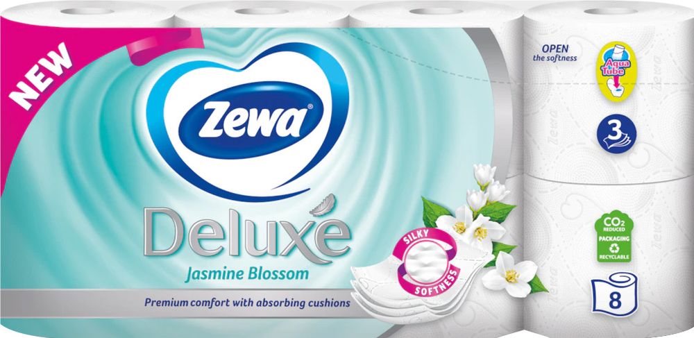 Zewa Toaletný papier Deluxe Jasmine Blossom 3 vrstvový, 8 roliek